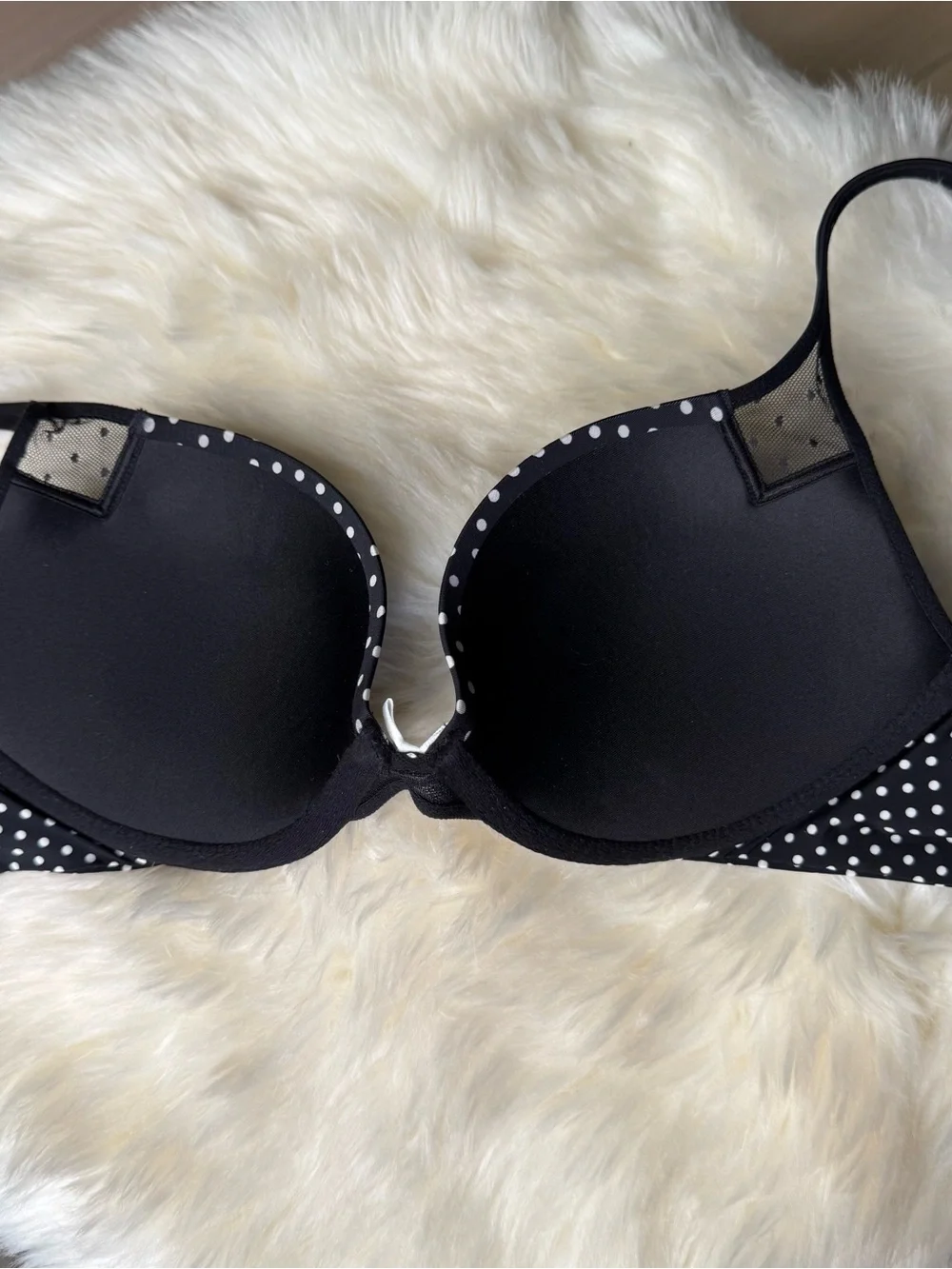 NWT Victoria's Secret Black and White Polka Dot Push-Up Bra 34B - Picture 7 of 8